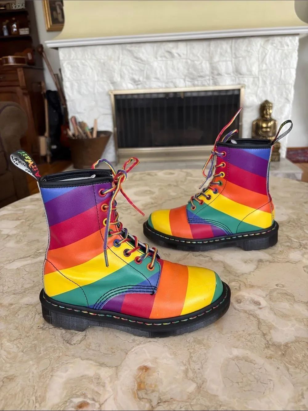 Dr. Martens 1460 Pride Multi Rainbow 🌈 Backhand Stripe 8-Eyelet Combat Boots - Picture 6 of 13